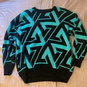 blue and black fluffy yarn sweater